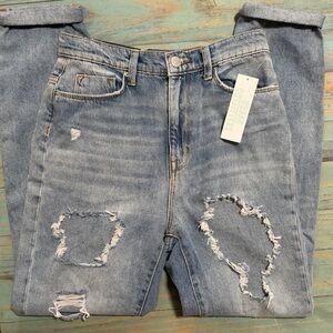 Urban Outfitters Mom High Rise Distressed Jeans - Light Blue Size 27 NWT